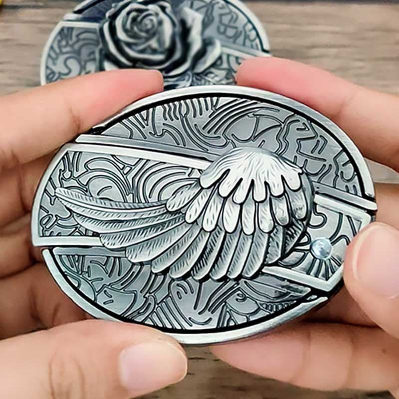 Western Belt Buckle, Oval Metal Cowboy Buckle with Decorative Vintage Design-Ridorn