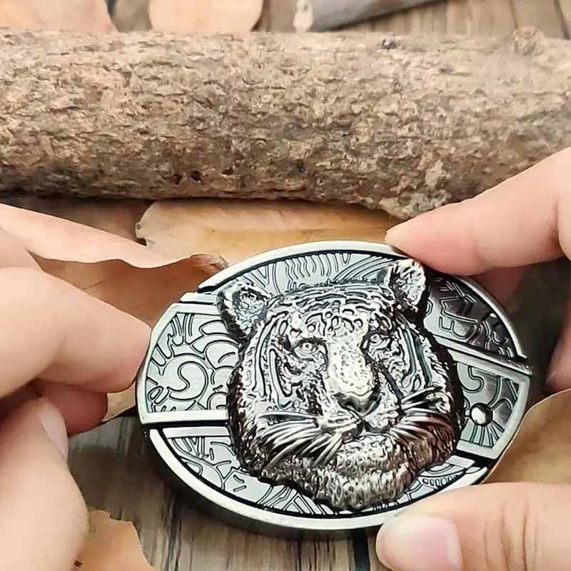 Western Belt Buckle, Oval Metal Cowboy Buckle with Decorative Vintage Design-Ridorn
