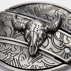 Western Belt Buckle, Oval Metal Cowboy Buckle with Decorative Vintage Design-Ridorn