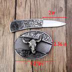 Western Belt Buckle, Oval Metal Cowboy Buckle with Decorative Vintage Design-Ridorn