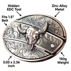Western Belt Buckle, Oval Metal Cowboy Buckle with Decorative Vintage Design-Ridorn