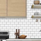 White Subway Tile Peel and Stick Backsplash, Self-Adhesive PVC Wall Tiles for Kitchen & Bathroom-Ridorn