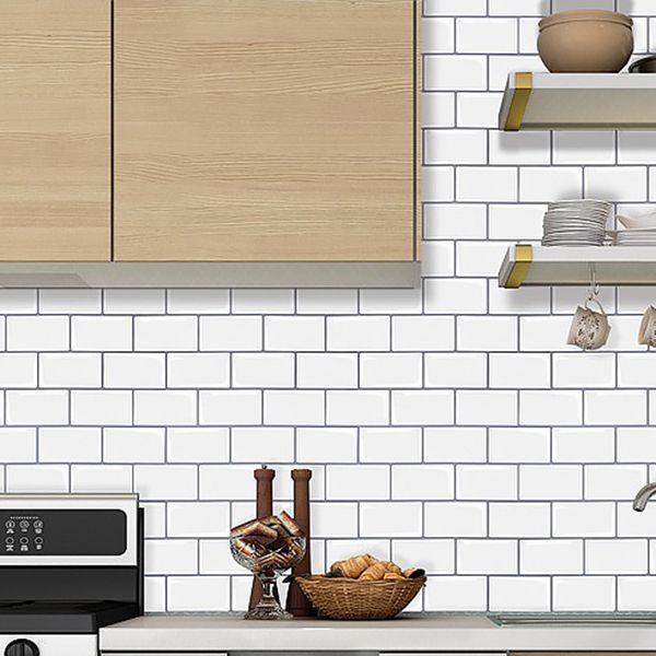 White Subway Tile Peel and Stick Backsplash, Self-Adhesive PVC Wall Tiles for Kitchen & Bathroom-Ridorn