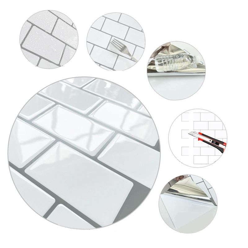 White Subway Tile Peel and Stick Backsplash, Self-Adhesive PVC Wall Tiles for Kitchen & Bathroom-Ridorn