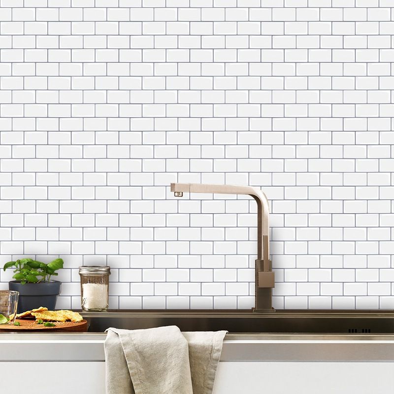 White Subway Tile Peel and Stick Backsplash, Self-Adhesive PVC Wall Tiles for Kitchen & Bathroom-Ridorn