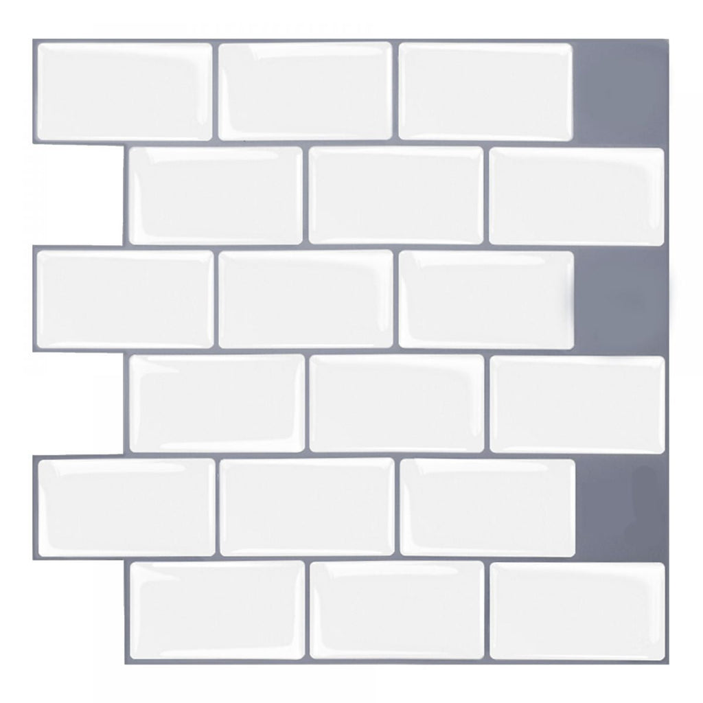 White Subway Tile Peel and Stick Backsplash, Self-Adhesive PVC Wall Tiles for Kitchen & Bathroom-Ridorn