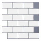 White Subway Tile Peel and Stick Backsplash, Self-Adhesive PVC Wall Tiles for Kitchen & Bathroom-Ridorn