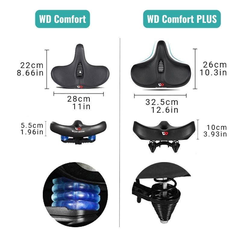 Wide Bike Saddle, Ergonomic Breathable Comfort Bicycle Seat for City & Touring Bikes-Ridorn