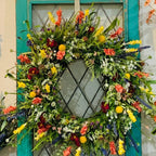 Wildflower Door Wreath, Texas-Style Floral Spring Wreath for Front Door & Wall Decor-Ridorn
