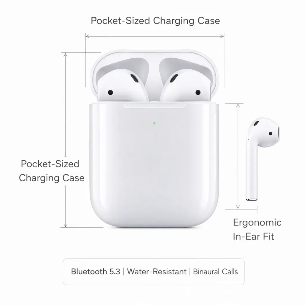 Wireless Bluetooth Earbuds with Charging Case, 5.3 Waterproof Earphones with Microphone-Ridorn