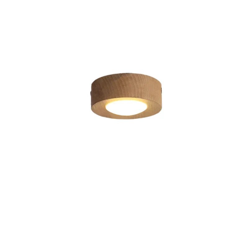 Wooden Flush Mount Ceiling Light, Compact Cylinder Fixture for Hallway, Bedroom & Entry-Ridorn