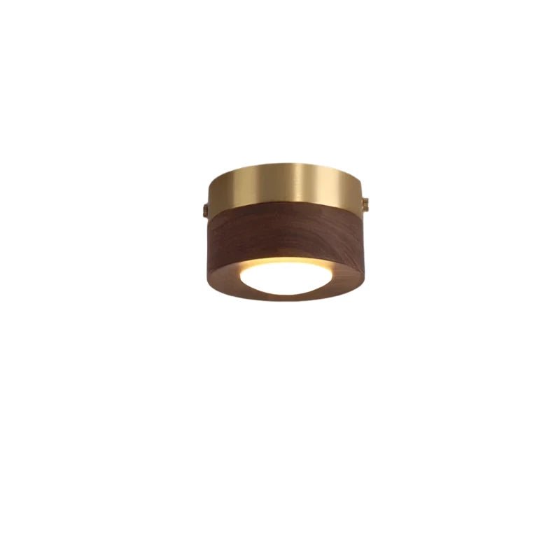 Wooden Flush Mount Ceiling Light, Compact Cylinder Fixture for Hallway, Bedroom & Entry-Ridorn