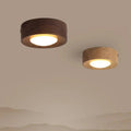 Wooden Flush Mount Ceiling Light, Compact Cylinder Fixture for Hallway, Bedroom & Entry-Ridorn