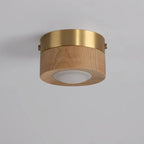 Wooden Flush Mount Ceiling Light, Compact Cylinder Fixture for Hallway, Bedroom & Entry-Ridorn