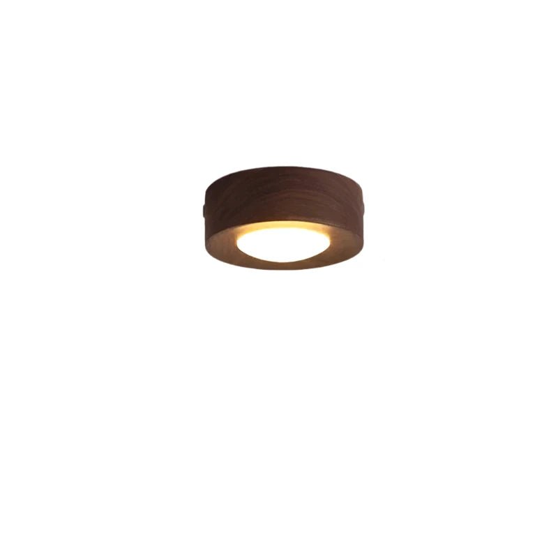 Wooden Flush Mount Ceiling Light, Compact Cylinder Fixture for Hallway, Bedroom & Entry-Ridorn