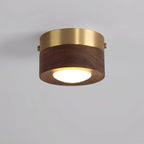 Wooden Flush Mount Ceiling Light, Compact Cylinder Fixture for Hallway, Bedroom & Entry-Ridorn