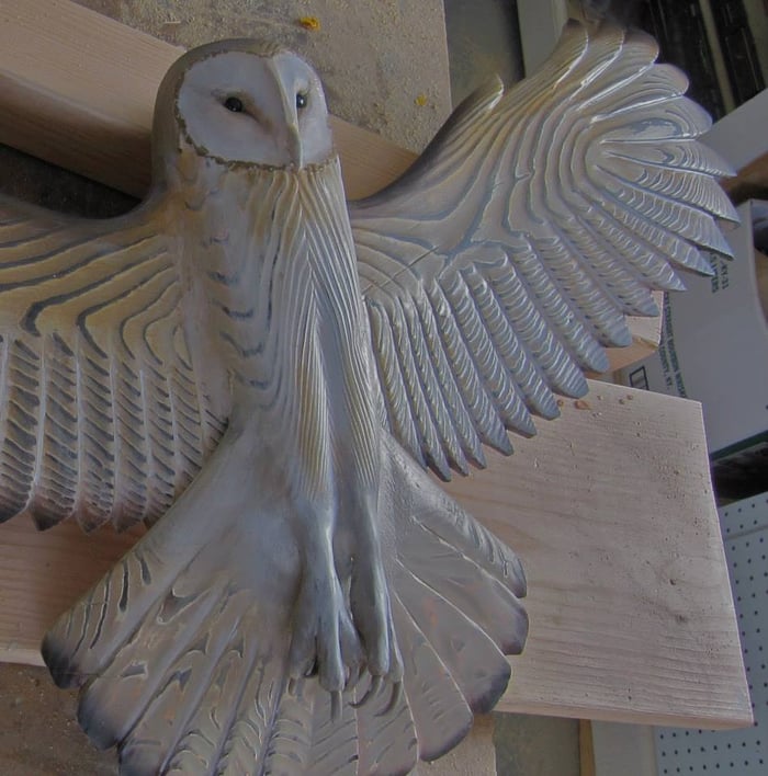 Wooden Owl Wall Decoration, Carved Wall Art Ornament for Living Room-Ridorn