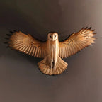 Wooden Owl Wall Decoration, Carved Wall Art Ornament for Living Room-Ridorn