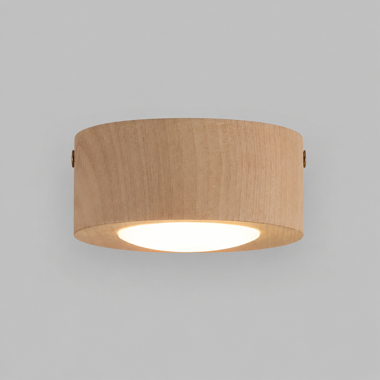 Wooden Flush Mount Ceiling Light, Compact Cylinder Fixture for Hallway, Bedroom & Entry