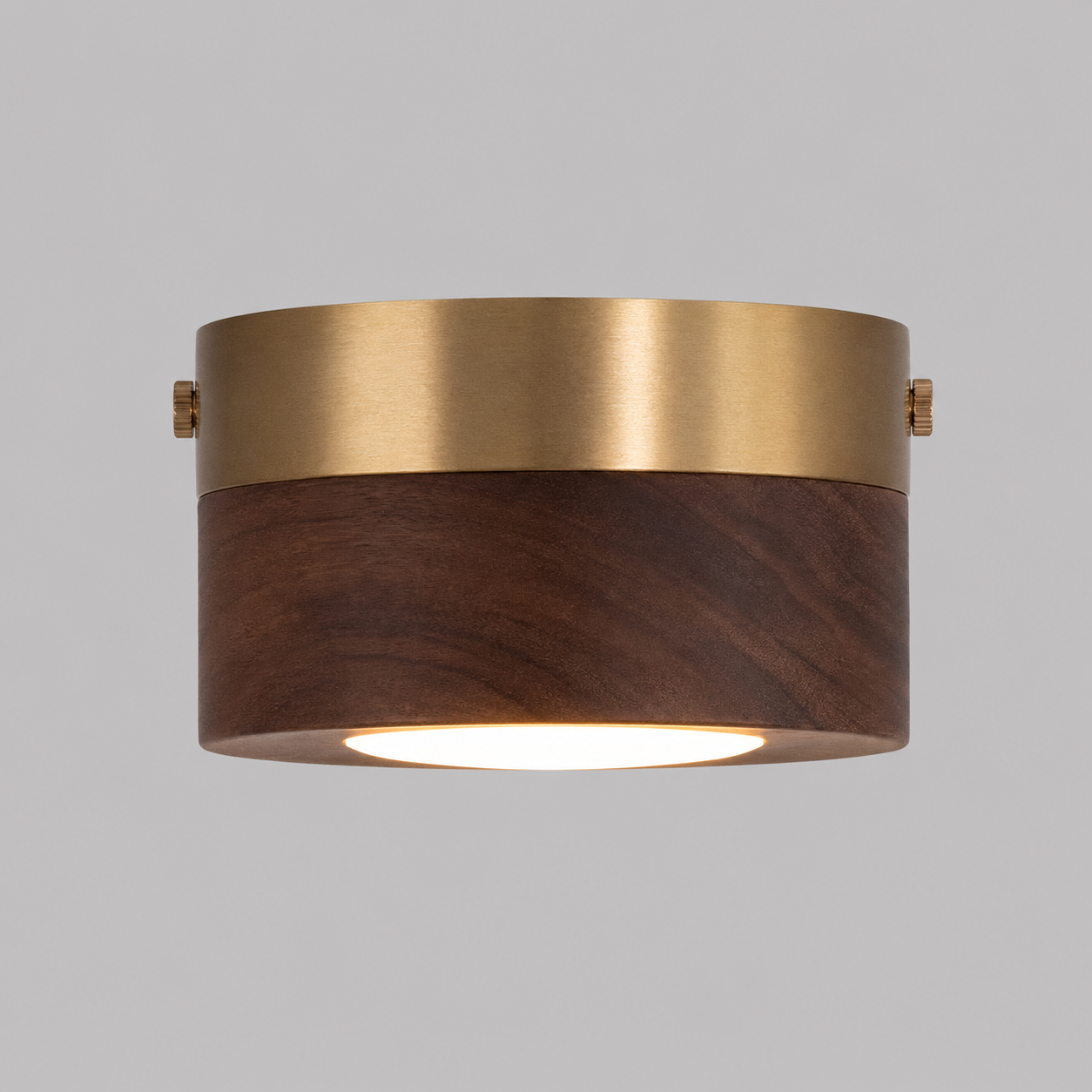 Wooden Flush Mount Ceiling Light, Compact Cylinder Fixture for Hallway, Bedroom & Entry