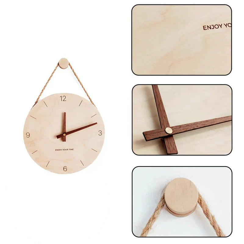 Natural Wood Minimalist Wall Clock with Silent Mechanism | Ridorn