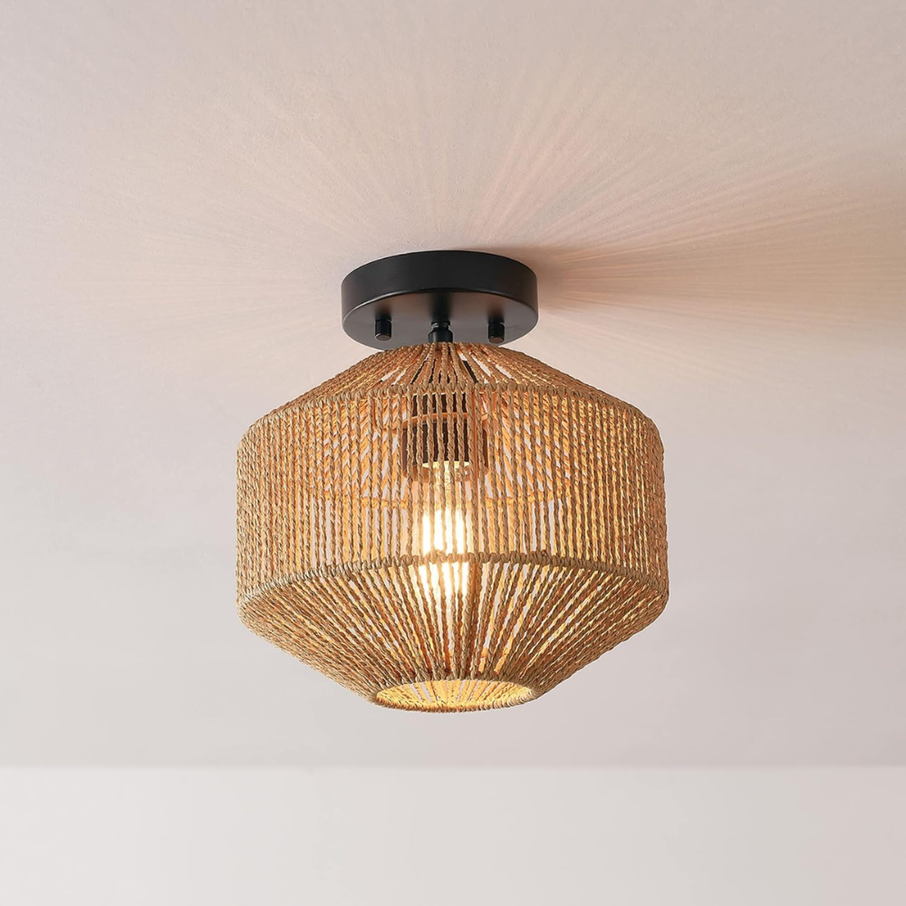 Handwoven Ceiling Lamp | Natural Flush-Mount Lighting | Ridorn