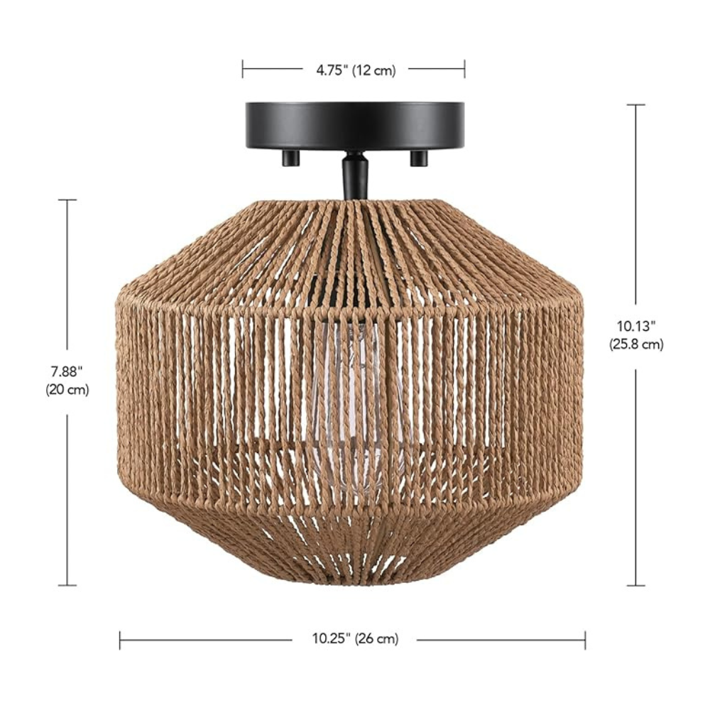 Handwoven Ceiling Lamp | Natural Flush-Mount Lighting | Ridorn