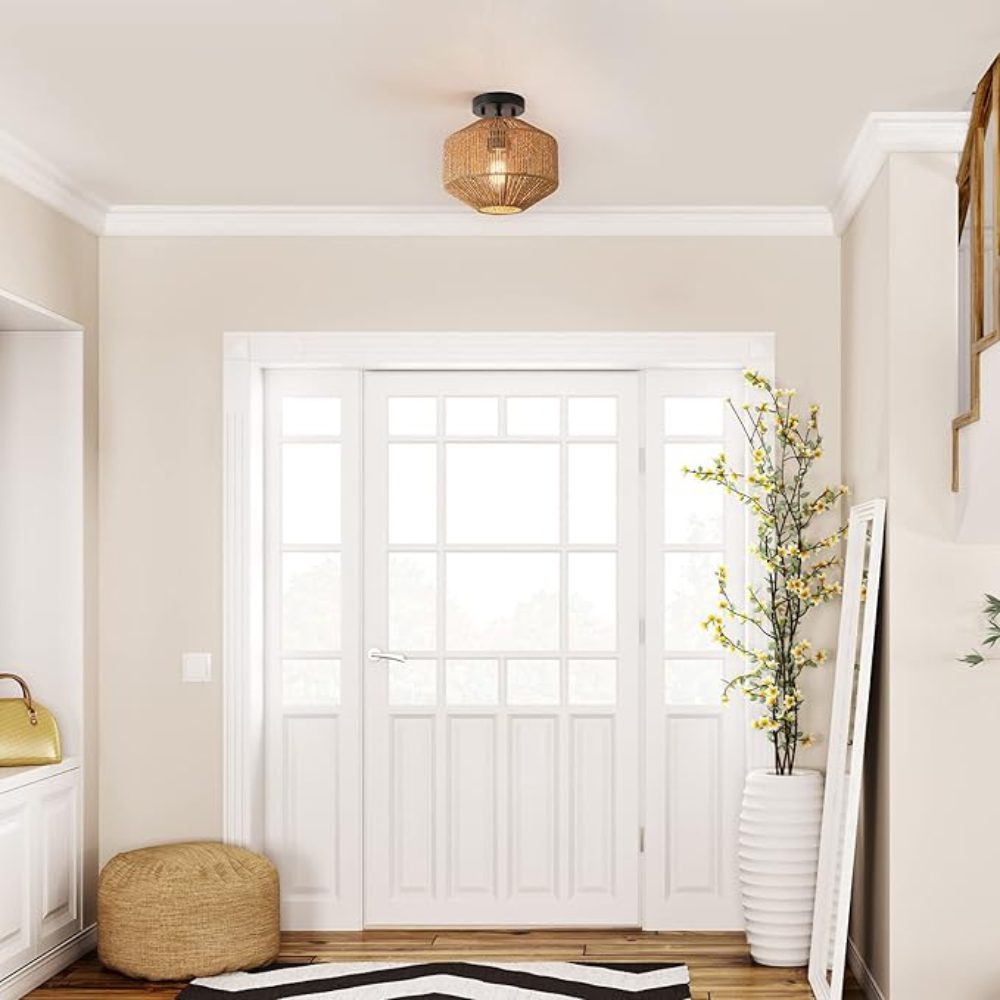 Handwoven Ceiling Lamp | Natural Flush-Mount Lighting | Ridorn